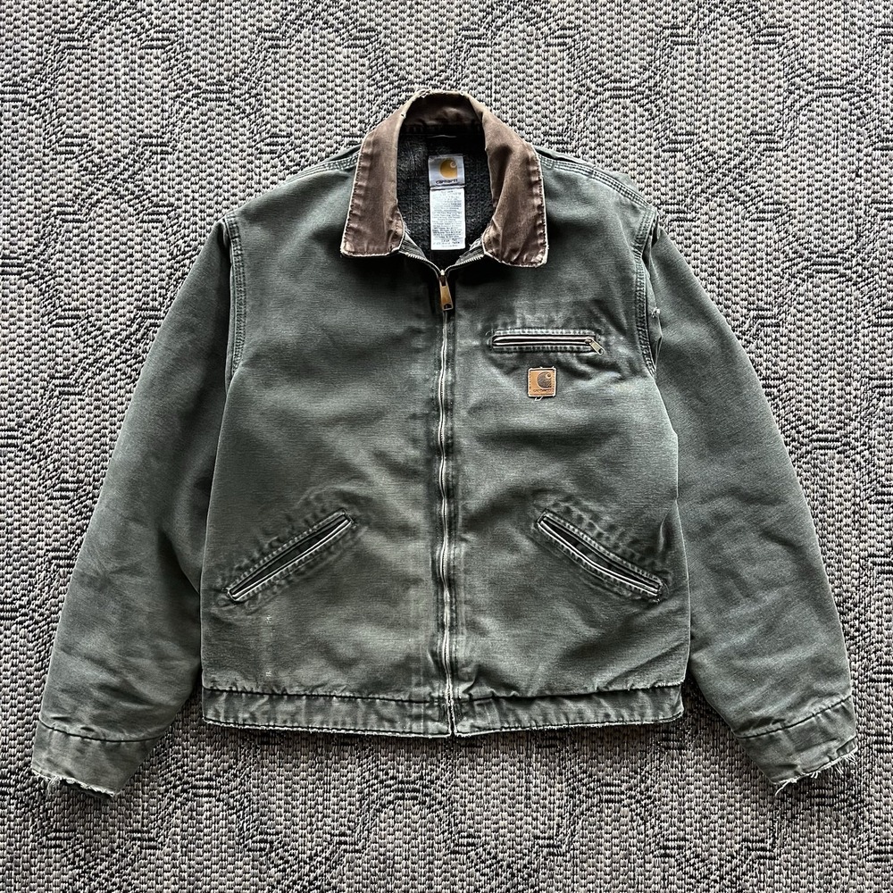 Vintage Carhartt Detroit J97 MOS Green Jacket blanket lined. Rare LT